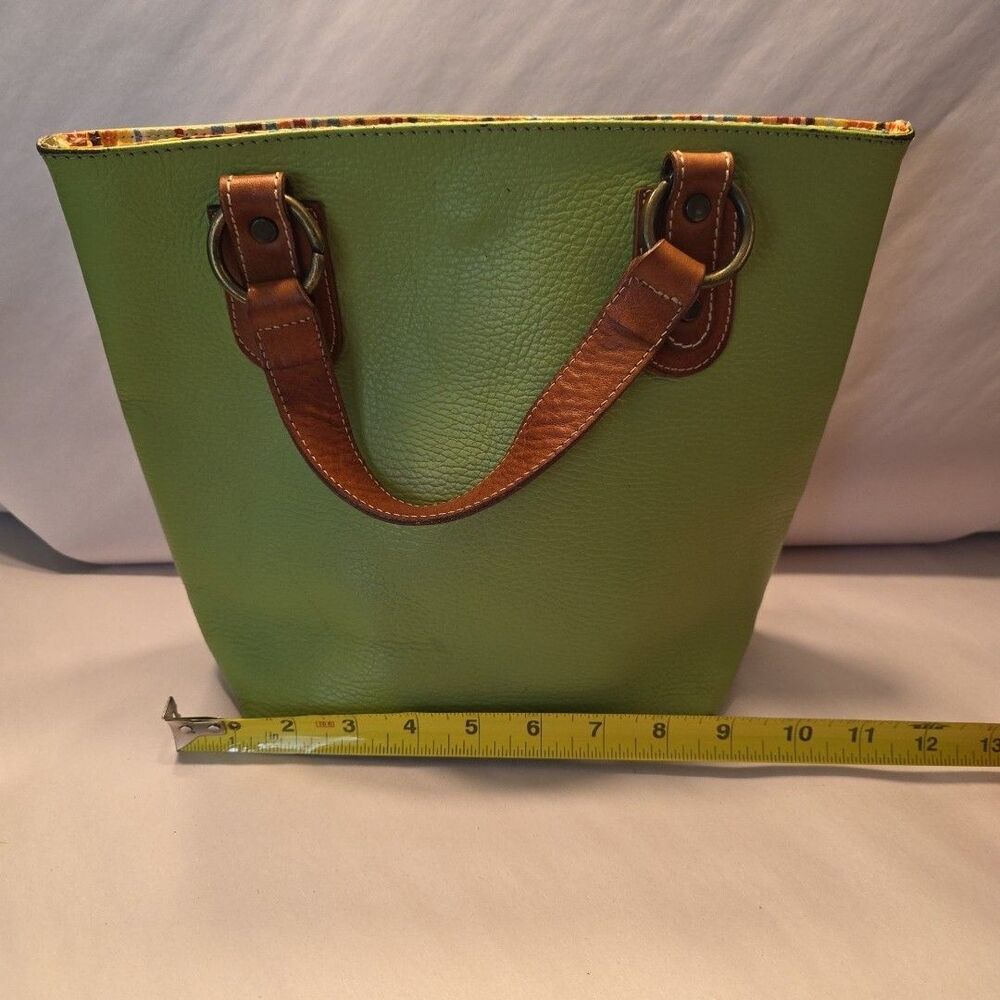 Maurizio Taiuti ITALY Satchel Tote Lime Green Pebbled Leather Small Handbag - Picture 12 of 16